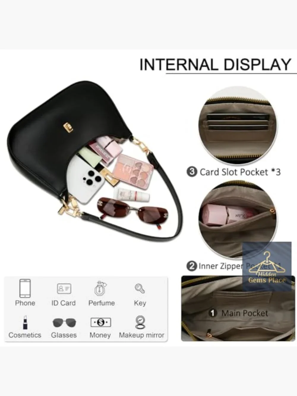 Faux Leather Hobo Handbag Crossbody Purse Shoulder Bag with Chain Strap